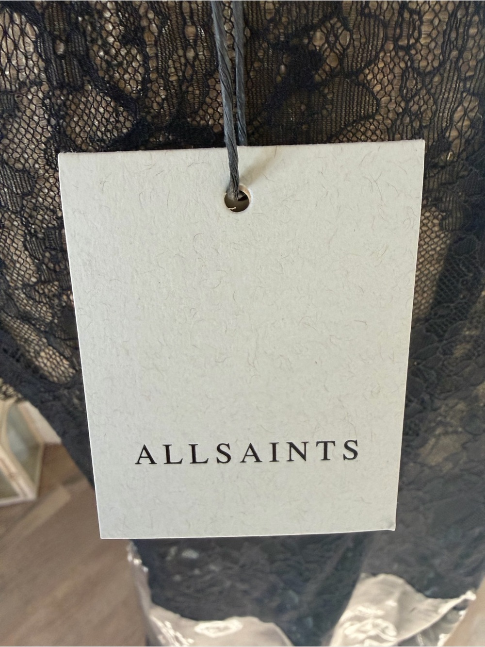 All Saints Black and White Gian Lace-Trim Asymmetrical Floral Dress - Picture 7 of 9
